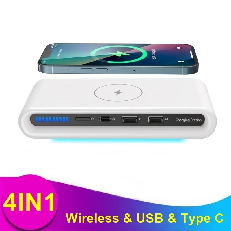 Chargeur sans fil 30W 4 en 1 multi-usb type-c, charge rapide
