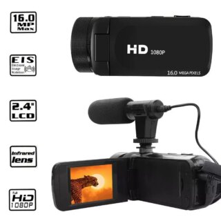 Caméra vidéo professionnelle HD 1080P, caméscope avec Microphone