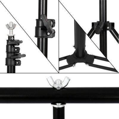 Cadre de fond Support en forme de T 200x200cm trépied arrière-plan – Image 4