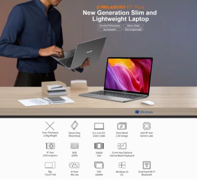 Pc portable F7 Plus de 14,1 pouces, avec processeur Intel Celeron N4100, 8 go/12 go – Image 2