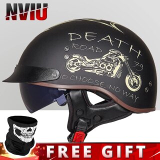 GXT-Casque de Moto Rétro avec Certification DOT, Demi-Visage, Vintage, pour Scooter