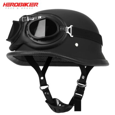 Casque moto de style allemand vintage, casques de pilote de moto