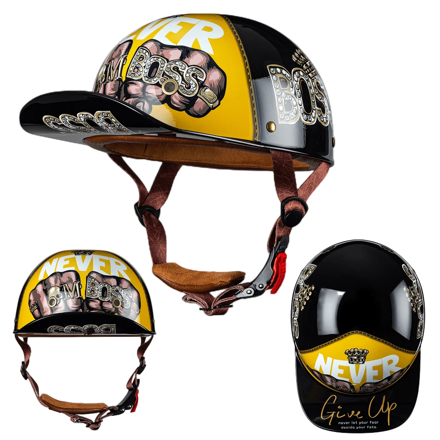 Casque moto Femme Rétro pour Homme et Femme, Casquette de Baseball – Image 2