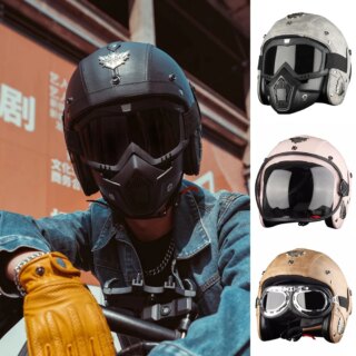 Casque moto Femme Vintage avec Miroir Ouvert pour Homme et Femme