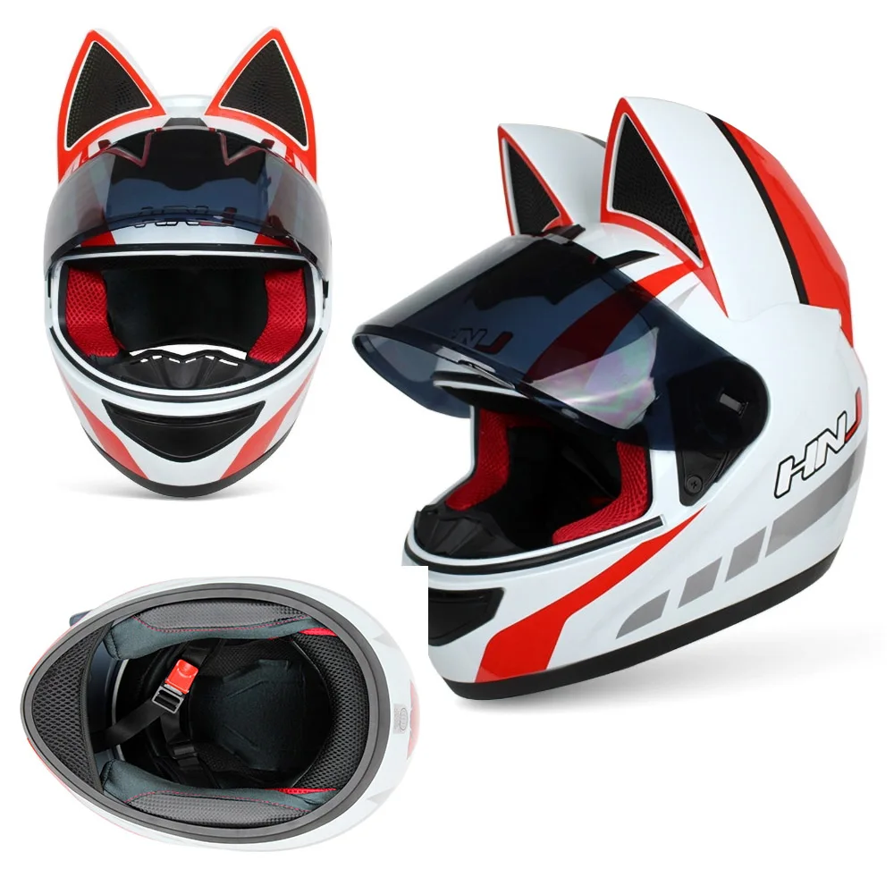Casque moto Femme pour hommes, amovible, oreilles de chat – Image 4