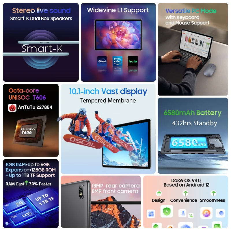 Tablette Android 12 Oscal Pad 10, écran de 10.1 – Image 5