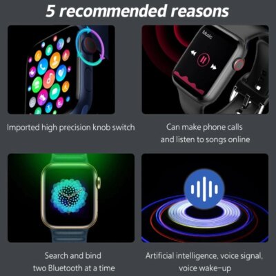 Montre intelligente de chargement sans fil pour hommes et femmes, appels Bluetooth – Image 4
