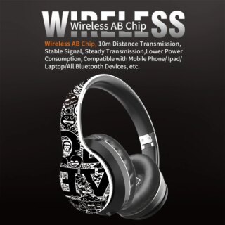 Casque sans fil Bluetooth 5.0 Graffiti pour téléphone, écouteurs, sauna
