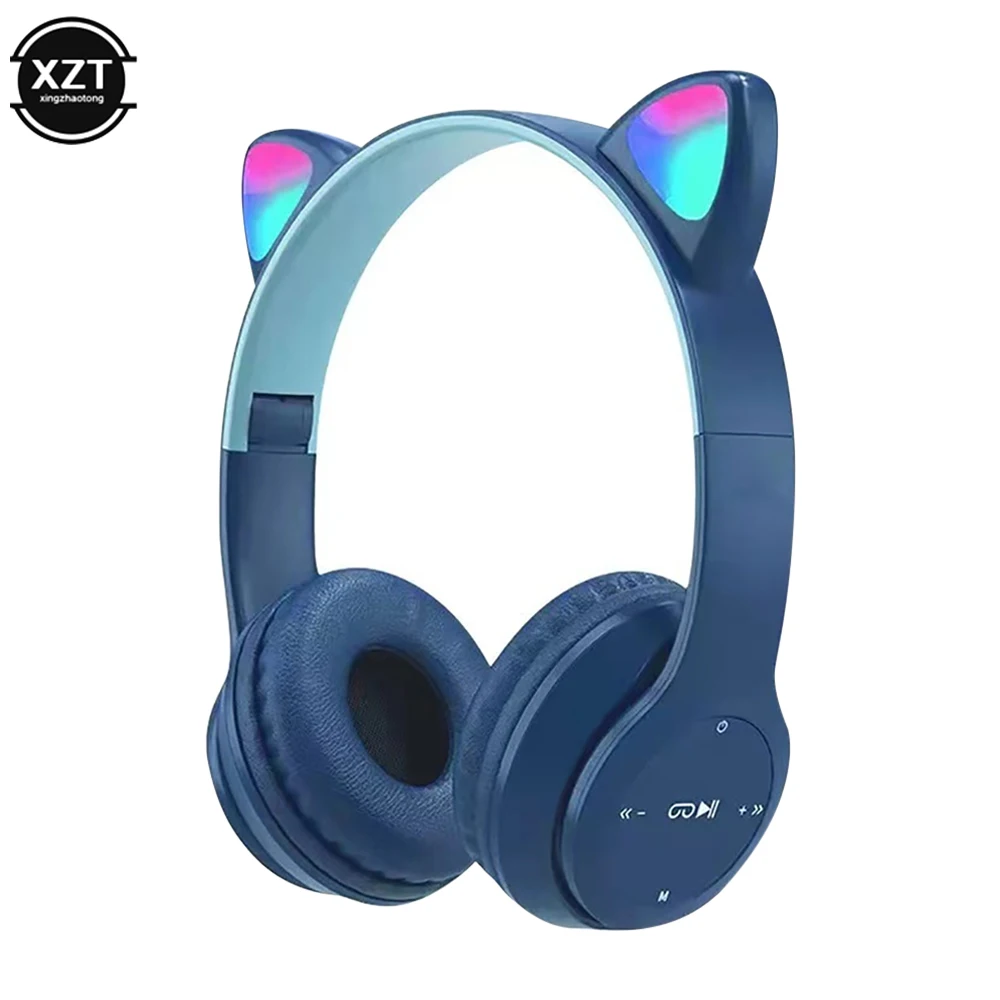 Casque sans fil compatible Bluetooth Cat Ear pour enfants, LED, stéréo, musique – Image 2