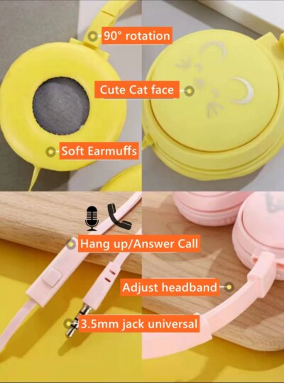 casque audio enfant avec micro casque audio fille Écouteurs filaires pour enfants – Image 6