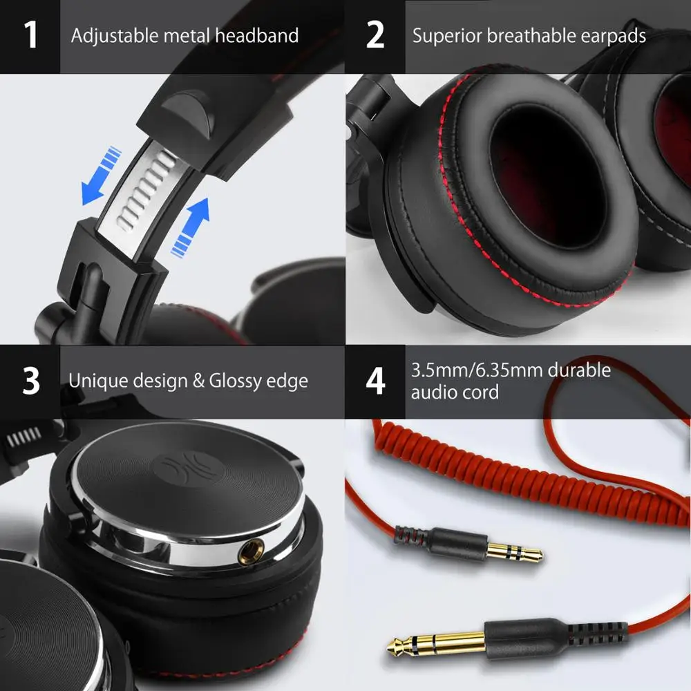 Oneodio – casque d'écoute filaire Studio Pro DJ, avec micro, câble à double usage – Image 5