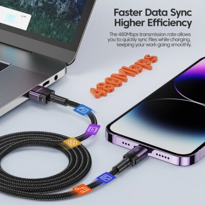 cable USB 2,4 a pour recharge rapide et transfert de données – Image 4