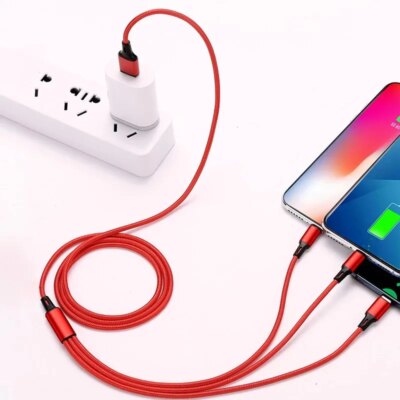 cordon de charge rapide 3 en 1 pour iPhone Huawei, Micro USB, Type C – Image 5