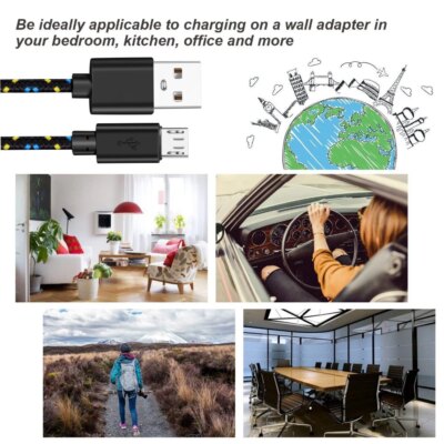 Cable Micro USB tressé en Nylon pour recharge et synchronisation de données – Image 2