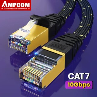 cable Ethernet Cat7, câble plat Lan SFTP rond RJ45, câble réseau CAT7