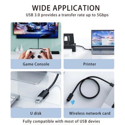 Cable d'extension USB 0.5 vers USB 3.0, 5m-2.0 m, pour Smart TV – Image 2