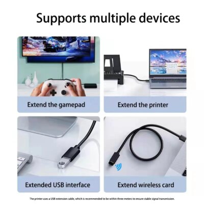 cable d'extension USB 2.0 vers USB pour Smart TV, PS4, Xbox One, SSD, cordon de données – Image 5