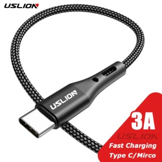 USLION-Câble Micro USB Type-C 3A pour Recharge Rapide et Transfert de Données, Cordon de Chargeur pour Téléphone Portable Xiaomi 12 11 Samsung S22 POCO M5 Redmi