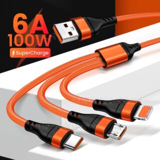 Cable de surcharge 3 en 1 Micro USB type-c chargeur rapide