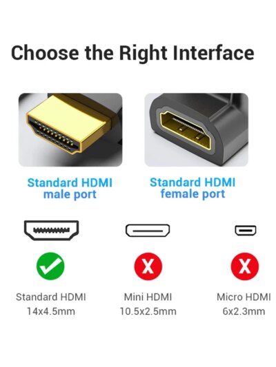 Adaptateur HDMI 90 270 Résistant à Angle Droit, Convertisseur Mâle à Femelle – Image 6