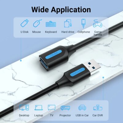 cable d'Extension USB 3.0, Accessoire pour PC, Smart TV, Xbox One – Image 3