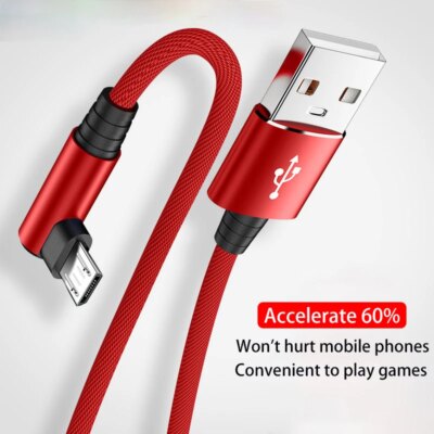 Cable Micro USB 3A coudé à 90 degrés