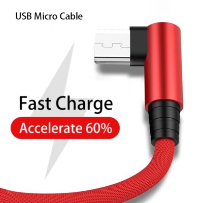 Cable Micro USB 3A coudé à 90 degrés – Image 2