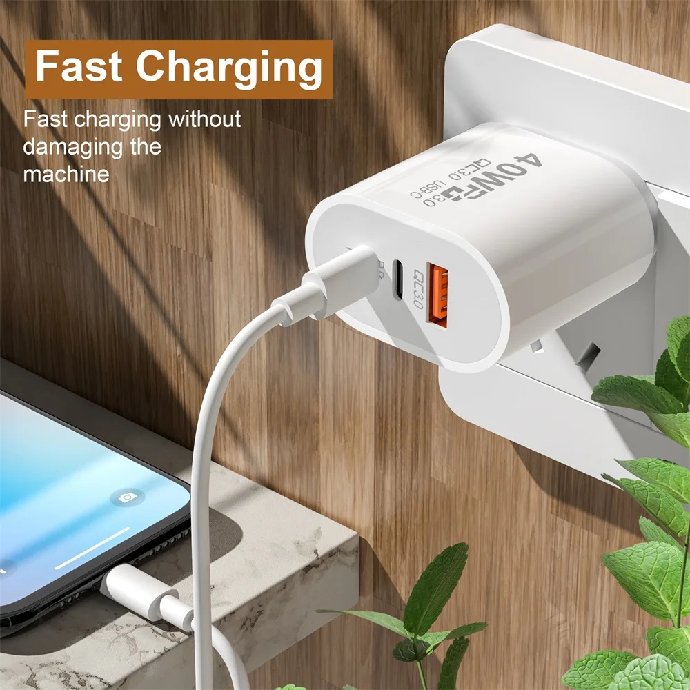 Chargeur rapide USB C 60W, 3ports type C, adaptateur secteur PD – Image 4