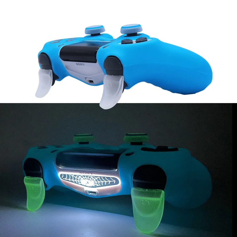 housse manette ps4 en silicone souple pour manette de jeu PS4, accessoires de jeu, brille dans la nuit, étui pour contrôleur – Image 5