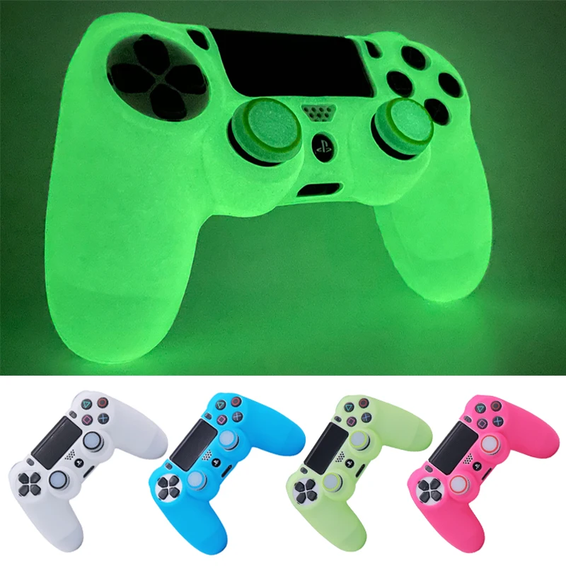 housse manette ps4 en silicone souple pour manette de jeu PS4, accessoires de jeu, brille dans la nuit, étui pour contrôleur
