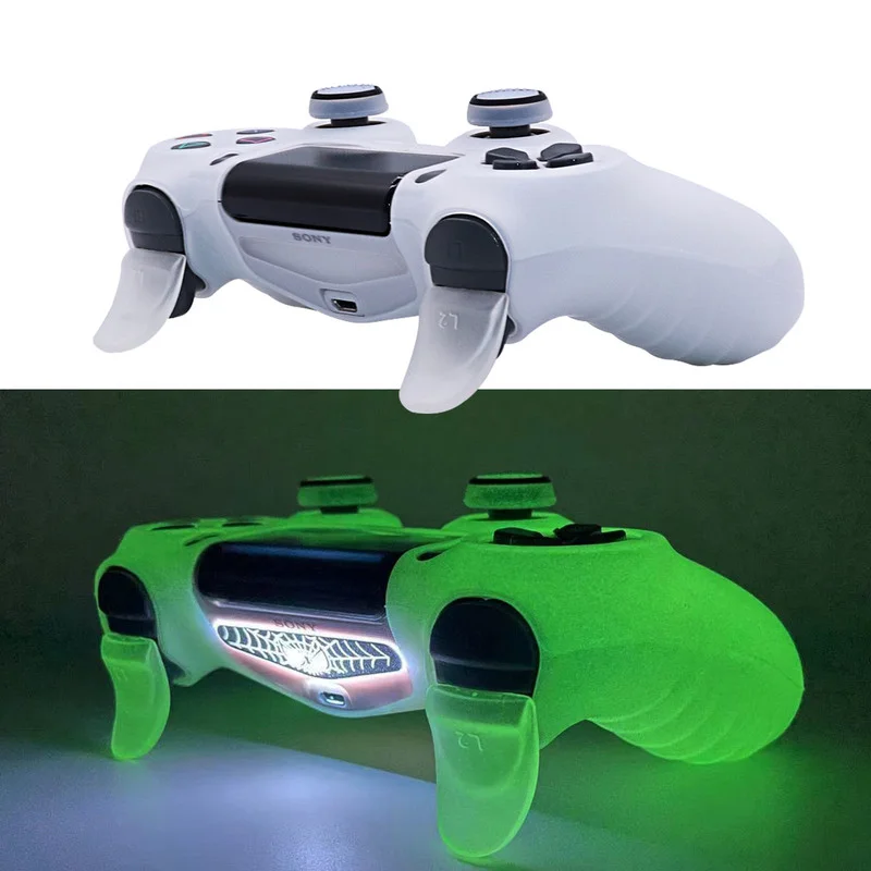 housse manette ps4 en silicone souple pour manette de jeu PS4, accessoires de jeu, brille dans la nuit, étui pour contrôleur – Image 4