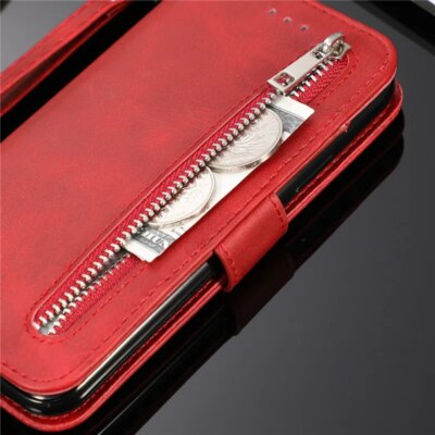 Étui portefeuille en cuir pour Samsung Galaxy, A52, A72, S22, S21, A73, A53, A13, A32, A22, A12, A71, A51, J5, J6 Plus, fermeture éclair, carte, couverture de téléphone – Image 4