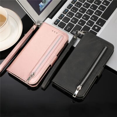 Étui portefeuille en cuir pour Samsung Galaxy, A52, A72, S22, S21, A73, A53, A13, A32, A22, A12, A71, A51, J5, J6 Plus, fermeture éclair, carte, couverture de téléphone – Image 5