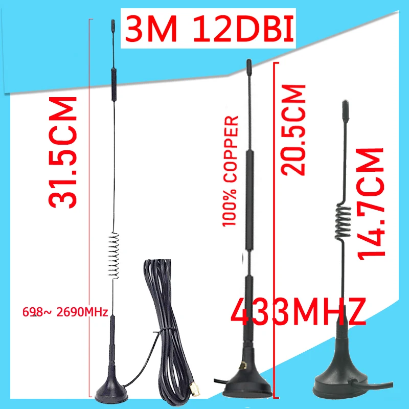 Répéteur sans fil 12dbi 5dbi 433Mhz, antenne lora 4G 698-2690MHz