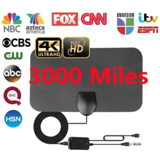 Antenne TV numérique 3000 Miles Antenne HDTV amplifiée 4K