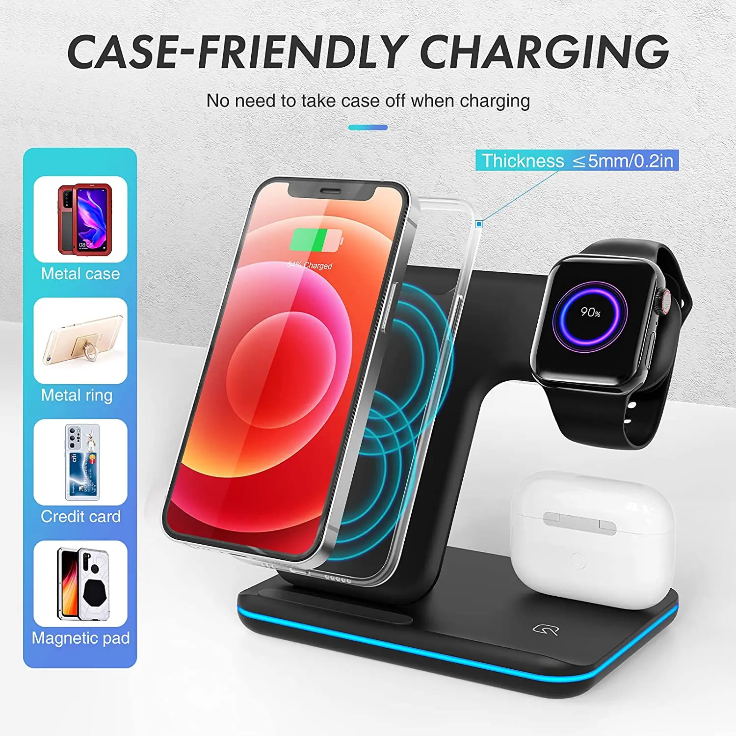 Support de chargeur rapide sans fil, station de charge 3 en 1 – Image 6