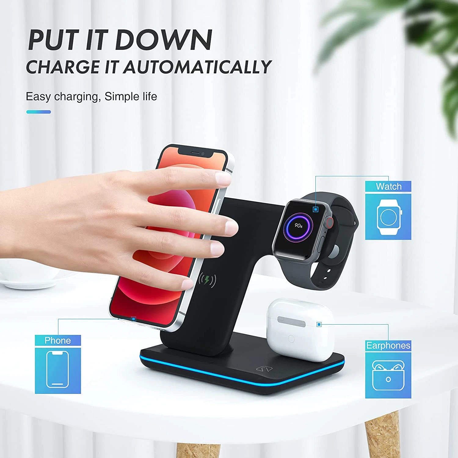 Support de chargeur rapide sans fil, station de charge 3 en 1 – Image 2