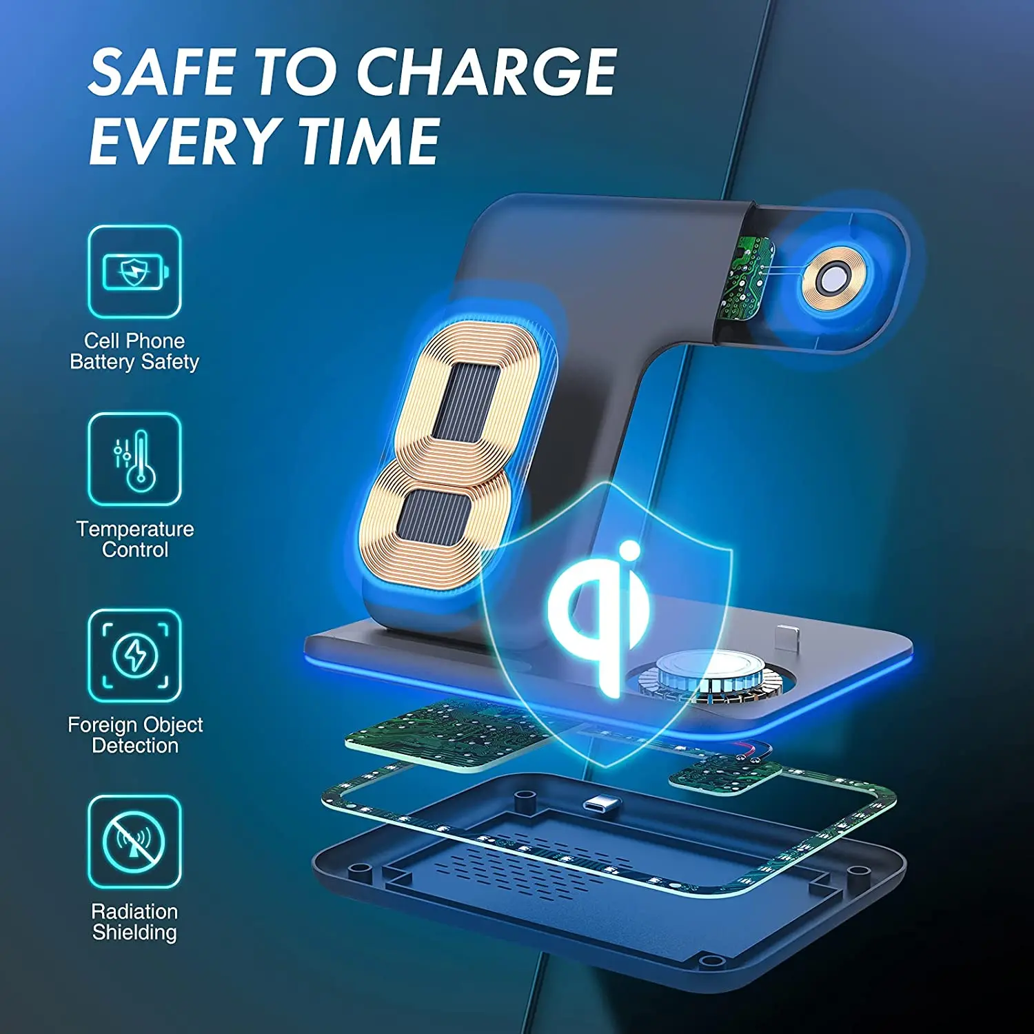 Support de chargeur rapide sans fil, station de charge 3 en 1 – Image 5