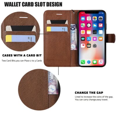 Étui portefeuille en cuir pour téléphone Huawei – Image 3