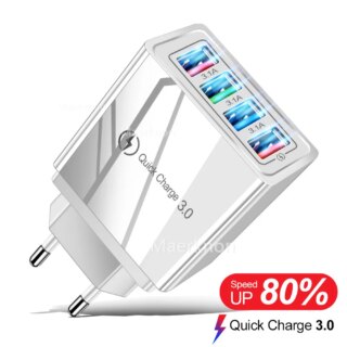 Chargeur USB rapide 3.0 à 4 ports, adaptateur de téléphone Portable