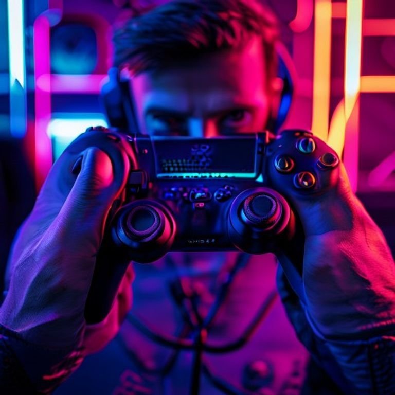 Manette gaming futuriste 2028 neon RGB